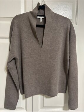 COS Taupe Open-Collar Knit Sweater